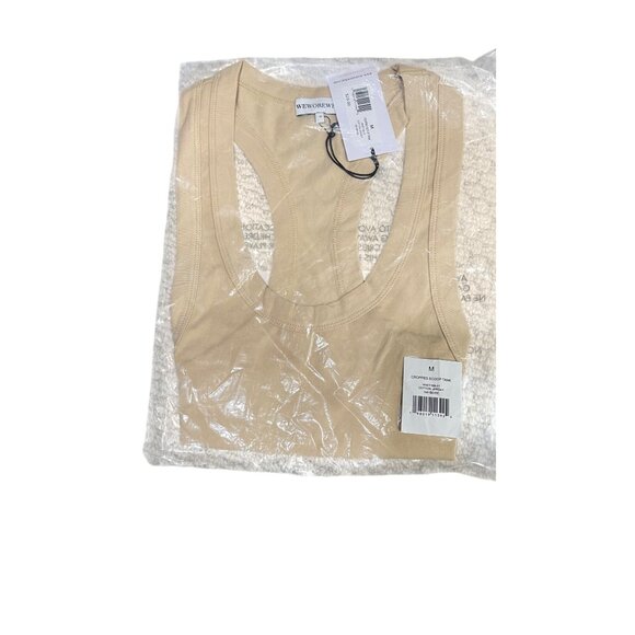 We Wore What Tan Cotton Cropped Scoop Tank Top M - Picture 3 of 4